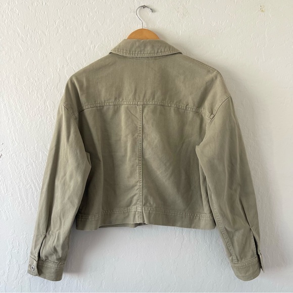 Zara Green Cropped Boxy Denim Jacket - Picture 10 of 13